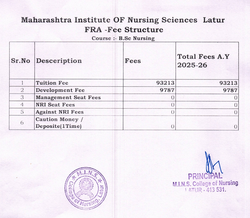FRA Fees Structure 2025-26